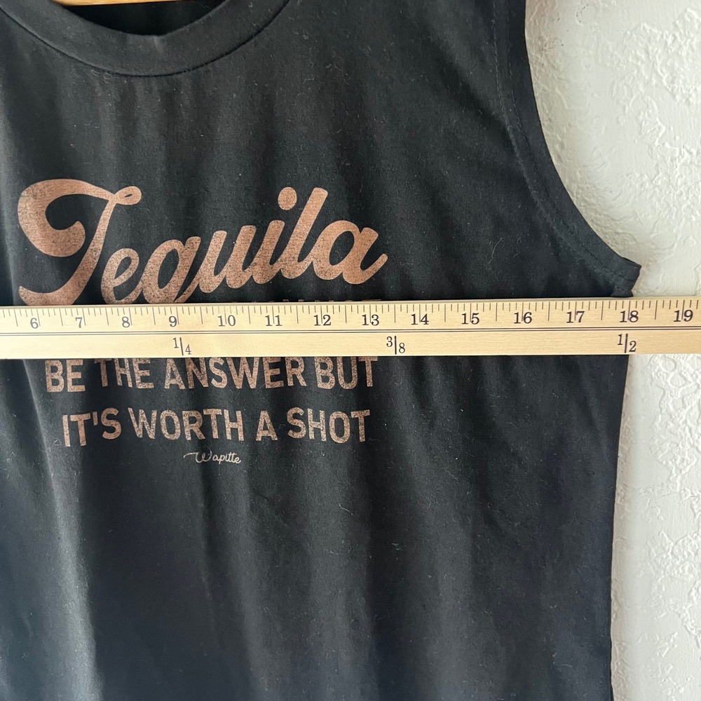 Wapitte Tequila Worth A Shot Black Muscle Tank Top Medium Party Summer Graphic - Picture 5 of 6